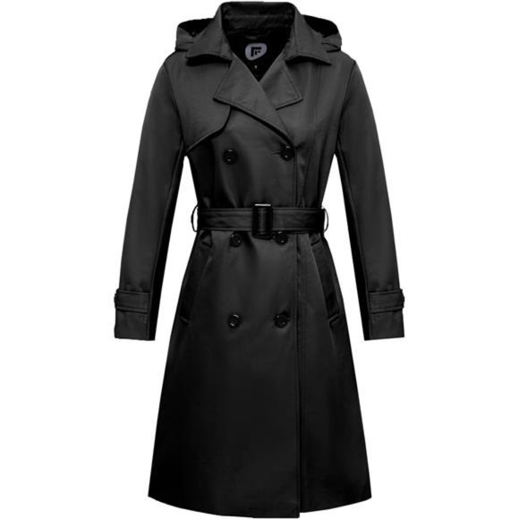Jackets & Blazers - Women's Long Waterproof Trench Coat Double Breasted Belted Coat with Hood